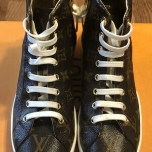 Louis Vuitton Brown and White High-Top Sneakers